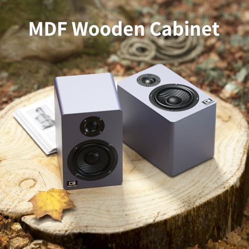 H2 Bookshelf Speakers, 60W Stereo, Record Player/Computers Speakers, DSP, Carbon-Fiber Woofer, Silk Tweeter, Optical/USB-C/AUX, Bluetooth 5.3, Slate Blue - color: slate blue
