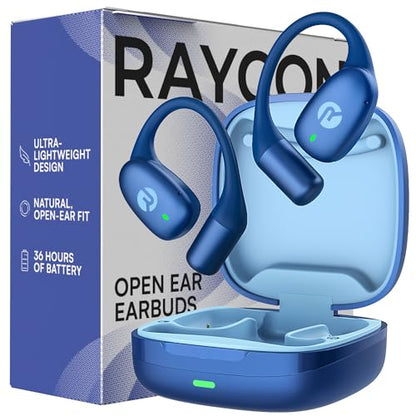 Raycon Essential Open Ear Earbuds – Open Ear Headphones, Earbuds Wireless Bluetooth, Sweat & Water-Resistant Earphones, Running Headphones with Ultra-Lightweight Design, 36 Hours Battery Life (Blue) - color: Blue