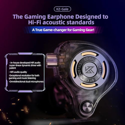 KZ Gale USB C IEM, Wired Type-C Gaming Earbuds with Mic Built-in DSP | Noise Isolation Deep Bass IEM, Comfort-Fit Type C HiFi Clarity Sound Earphone for iPhone17/16/15 Samsung (Type-C, Black)