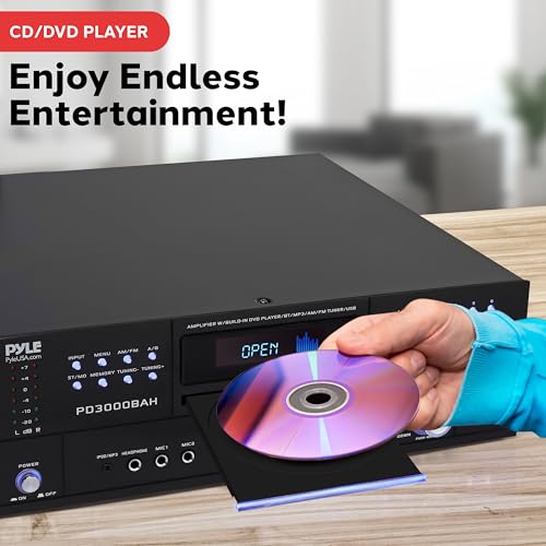 Pyle Home Theater Amplifier - 4000 Watt Wireless BT Streaming Audio/Video Receiver System with CD/DVD Player, AM/FM Radio, HDMI, and MP3/USB Compatibility - color: Deep Black