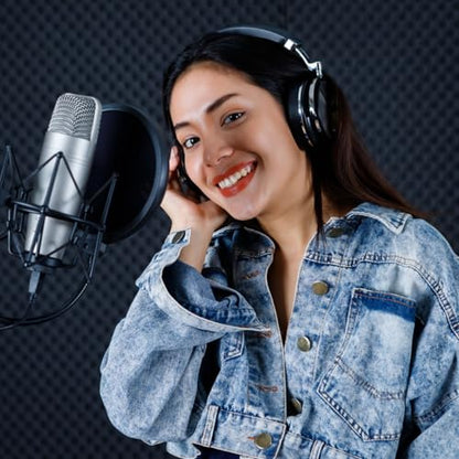 Pop Filter Windscreen Combo, Double Layered Nylon Mesh Microphone with Gooseneck Clip for Blue