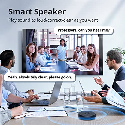 EMEET M1A USB Speakerphone, Built-in Mics, 360° Voice Pickup, Plug&Play | USB C & C-A Adapter, Computer Speakers with Fast Mute, Noise Reduction, Echo Cancellation for 5-8 People for Zoom Teams - size: Zoom Certified USB M1A for 6 People