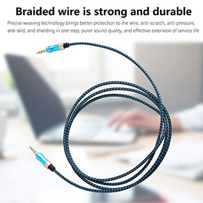 3.5mm Male to Male Audio Cable Nylon Braided AUX Audio Extension Cable Cord for Headphone, Car Stereo (5 Feet, Blue)