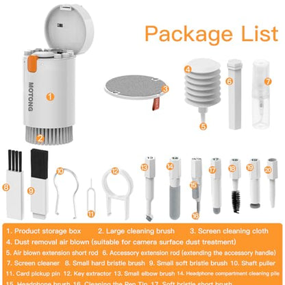 MOTONG Cellphone Cleaning Kit, Laptop Cleaning Kit,20 in 1 Mutifunctional Cleaner Tools Kits for AirPods Camera PC (White)