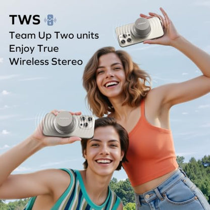 MOMAX Magnetic Portable Wireless Speaker, Enhanced Bass & Clear Sound | IPX6 Waterproof with Aluminum Alloy Design & 12H Playtime for Travel, Shower, Kitchen & More - color: Titanium