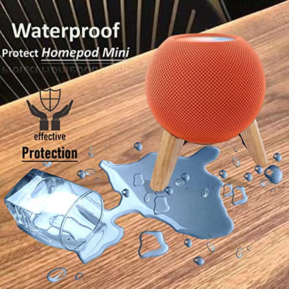 Real Wood Stand for Homepod mini smart Speaker,Desktop Bracket (White Oak) | wooden tripod with metal frame,safe stable holder mount with anti-slip silicone pad protects home pod mini on table - color: White Oak