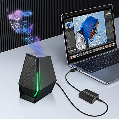 GINTOOYUN USB Audio Extractor Converter USB to Optical Spdif Toslink & 3.5mm Audio Adapter Converter for TV, PS5, PS4, PC, Laptop,Smartphone to Sound Box Amplifier or Home Theater
