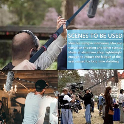 Handheld Boom Pole for Shotgun Mic, 3-Section Extendable Microphone Arm | Filming with 3/8" and 5/8" Threads, 3ft to 8.3ft Adjustable Length, Portable