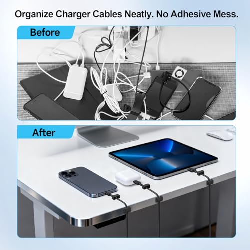 10 Pack Magnetic Cord Holder, Strong Magnet Cable Clips, Cable Holder | Magnet Wire Management for Office, Under Desk, Nightstand, Car, Kitchen, Reusable Desk Cable Organizers