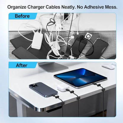 10 Pack Magnetic Cord Holder, Strong Magnet Cable Clips, Cable Holder | Magnet Wire Management for Office, Under Desk, Nightstand, Car, Kitchen, Reusable Desk Cable Organizers