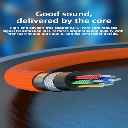 4FT Headphone Extension Cable 3.5mm Male to Female Stereo Audio Extension Cable with Microphone Nylon Braided Aux Adapter Extender Cord for Home/Car Stereos Smartphones Tablets Media Players and More