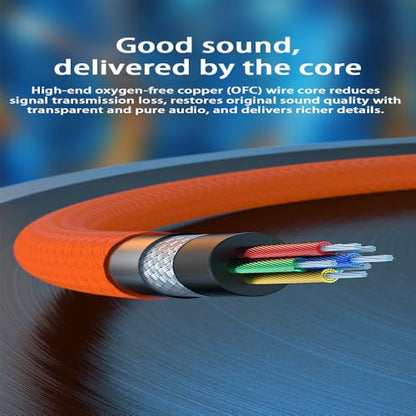 4FT Headphone Extension Cable 3.5mm Male to Female Stereo Audio Extension Cable with Microphone Nylon Braided Aux Adapter Extender Cord for Home/Car Stereos Smartphones Tablets Media Players and More