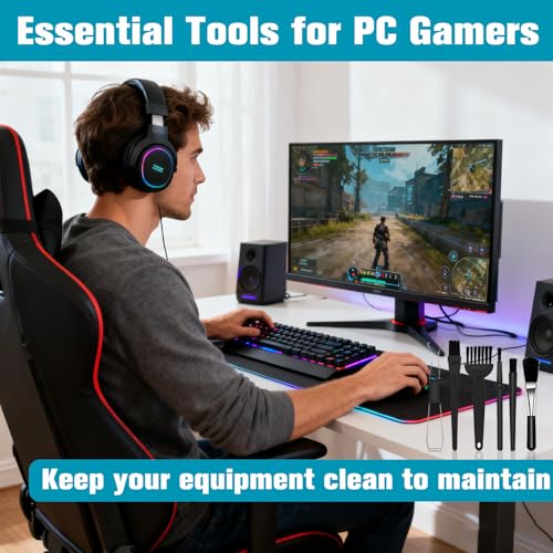 6PCS Keyboard Brush Cleaner Kit with Keycap Puller & Switch Puller, PP Handle Nylon Small Space Dust Removal Anti Static Brush for Computer Keyboard Electrical Appliance Seam Motherboard Camera