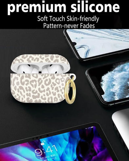 Compatible with AirPod Pro 2nd//1st Generation Case Cover with Key Chain,Full Protective Shockproof Wireless Headphone Case for Airpod Pro 2023/2022/2019(Tan Animal Print) - color: Tan Animal Print
