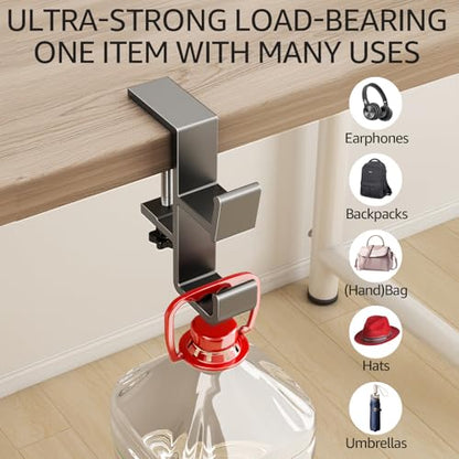 Desk Bag Hook, Purse Hook for Table, Aluminum Under Desk Handbag Hanger, Desk Mount Backpack Holder, Umbrellas, Headphone Holder, Back to School Essentials - Cream - color: Cream