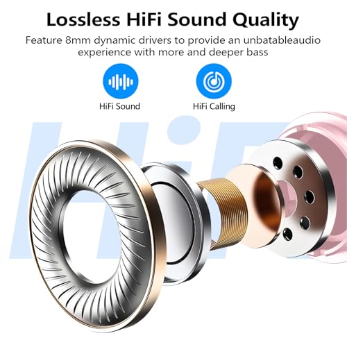 kurdene Wireless Earbuds Bluetooth 5.3 Light Weight in Ear Headphones | Premium Sound Bass Ear buds with Charging Case,Touch Control,Built in Mics Headset,Clear Calls for Sports Workout Pink - color: Pink
