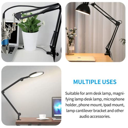 C-Clamp Base Stand Mounting Accessory, Metal Black | Table Mount Clamp, Desk Light Clamp Mount Holder, For Desktop Lamp Monitor Microphone Mic Arm Mount Stand