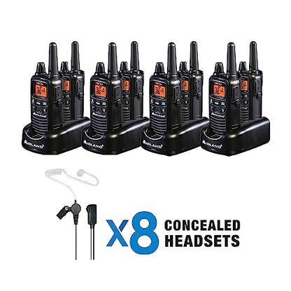 Midland LXT600BBX4 FRS Business Walkie Talkies - Long Range 36-Channel Two-Way Radios with Headsets and Charging Base, NOAA Weather Alerts (8-Pack, Black) | Long Range 36-Channel Two-Way Radios with Headsets and Charging Base, NOAA Weather Alerts (8-Pack,