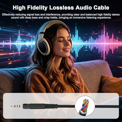 Replacement HD599 Audio Cable, Coiled Headphone Cable with 6.35mm Adapter Compatible with Sennheiser HD598, HD598Cs, HD560s, HD598SE, HD620S, HD400PRO, HD599, HD569, HD579, HD505 Headphones