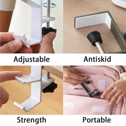 3 Pack Desk Bag Hook, Metal Hook Clamp (Black-A) | Under Desk Mount Bag Hook Clamp, Desk Hook for Headphones, Backpack Hooks Clamp - color: Black-A 3pc