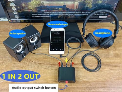 M1 2 in 1 Out 3.5mm Stereo Audio Switch aux switcher Speaker selector Splitter Box