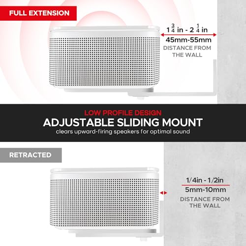 Adjustable Soundbar Wall Mount for Bose Sound Bar, White, Pair | Compatible with Bose 300/500/550/600/700/900 Lifestyle Ultra, Smart Sound Bar, TV Speaker, Mounting Under TV Bracket, White - color: White