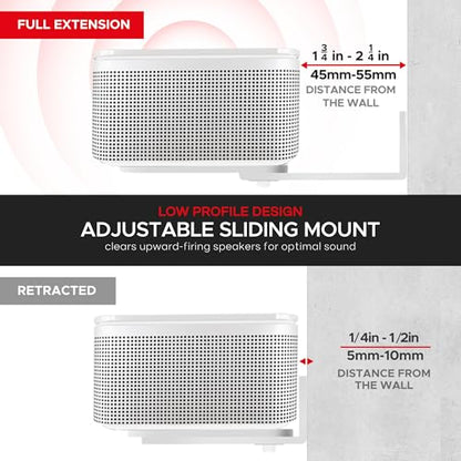 Adjustable Soundbar Wall Mount for Bose Sound Bar, White, Pair | Compatible with Bose 300/500/550/600/700/900 Lifestyle Ultra, Smart Sound Bar, TV Speaker, Mounting Under TV Bracket, White - color: White