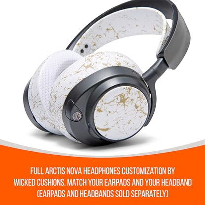 WC Side Plates for Arctis Nova Pro Wireless, Pro Wired & Nova Elite | Made by Wicked Cushions | Also fits Nova Pro Omni, 7, 7X & 7P | Gold Marble - color: Gold Marble
