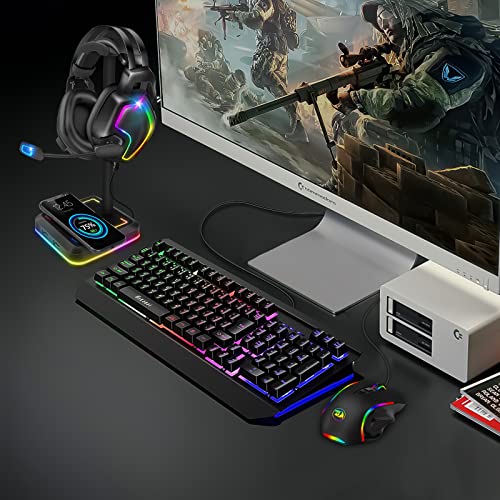 Headphone Stand with Wireless Charger Gaming Headset Holder 2 IN 1 Wireless Charging Pad & 2 USB Charger Ports for Desktop PC Game Accessories