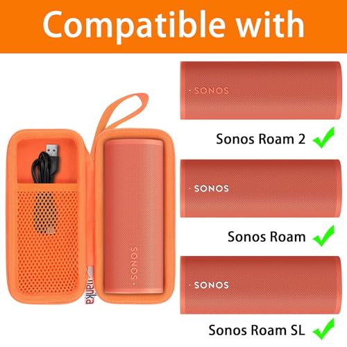 khanka Hard Travel Case Replacement for Sonos Roam 2 / Sonos Roam Portable Smart Bluetooth Speaker - color: Orange