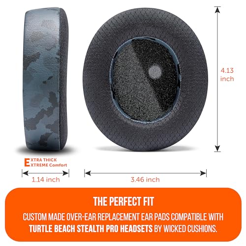 WC Freeze Stealth Pro - Cooling Gel Earpads for Turtle Beach Stealth Pro 1 | Made by Wicked Cushions | Boost Comfort, Durability, Thickness & Sound Isolation | Black Camo - color: Black Camo
