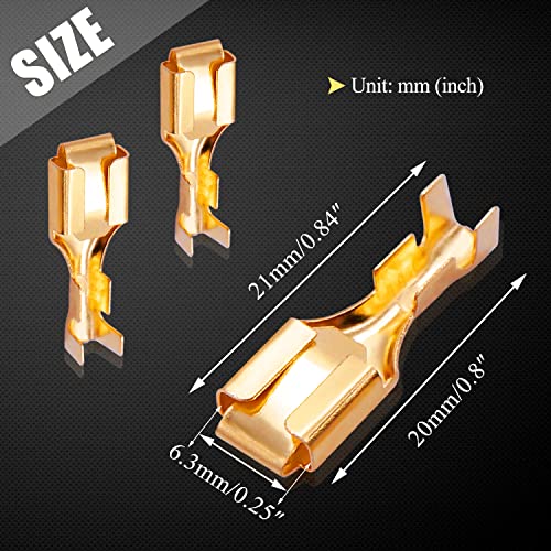Twidec/200PCS 6.3mm Female Spade Connector Quick Splice Crimp Terminals Non Insulated Wire Connector for Electrical Wiring Relay Car Audio Speaker N-005-6.3MM-FH - size: 6.3mm Female A