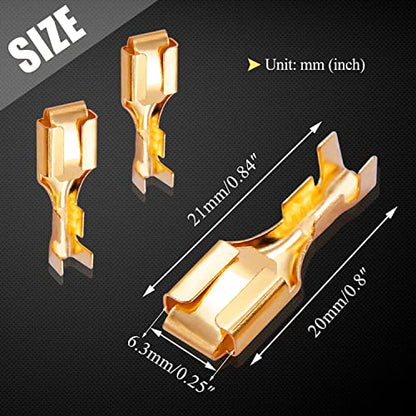 Twidec/200PCS 6.3mm Female Spade Connector Quick Splice Crimp Terminals Non Insulated Wire Connector for Electrical Wiring Relay Car Audio Speaker N-005-6.3MM-FH - size: 6.3mm Female A