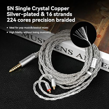 Kinboofi 2.0m Long in Ear Monitor Cable,KBEAR ST24 Plus IEM Cable,5N OCC Silver-Plated HiFi Earphone Upgrade Wires,Earbud Headphone Replacement Extension Cord for Audiophile (MMCX 3.5, Grey, 2.0m)