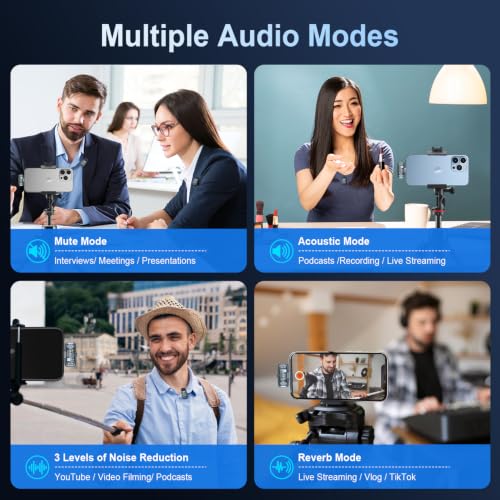 Wireless Lavalier Microphone 3-Level Noise Cancellation for iPhone | Ultralight(5g), Clear Voice, 50M Range, Plug-Play Mini Lav Mic for Android PC, TikTok, YouTube, Video Recording, Black