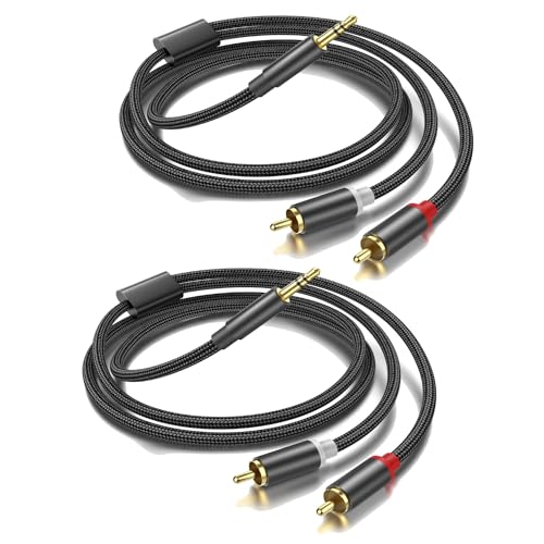 (2PACK / 6 FT) 3.5mm to RCA Cable,3.5mm Male to 2RCA Male Audio Stereo Cable for Smartphones, MP3, Tablets, Speakers, HDTV - size: 6 FT