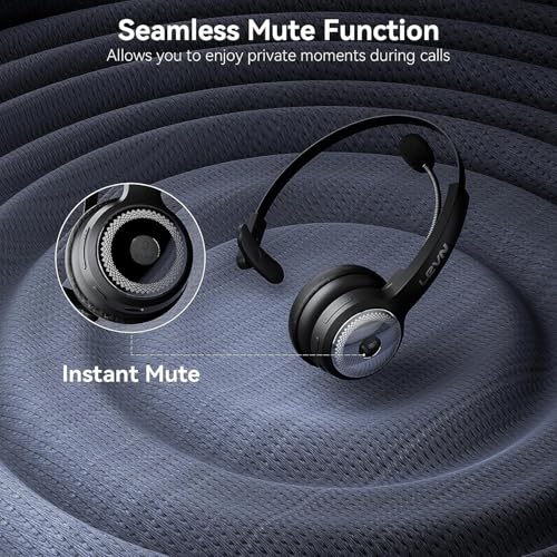 LEVN Bluetooth 5.0 Headset, Wireless Headset with Microphone (AI Noise Cancelling), 35Hrs Bluetooth Headphones with USB Dongle for PC, Suitable for Remote Work/Call Center/Zoom/Online Class, Black
