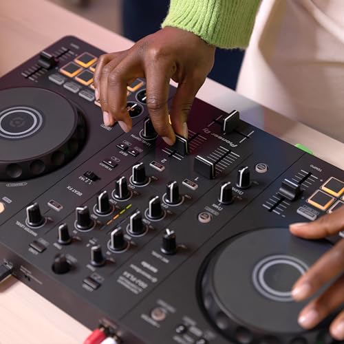 Pioneer DDJ-FLX4 DJ Controller with DM-40D Monitors and Gator Studio Monitor Isolation Pads — DJ and Production Mode DSP, RCA Direct, rekordbox and Serato, Acoustic Decoupling