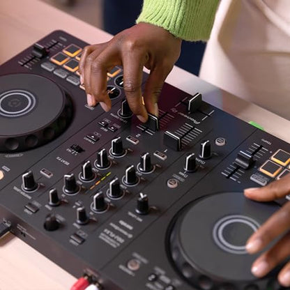 Pioneer DDJ-FLX4 DJ Controller with DM-40D Monitors and Gator Studio Monitor Isolation Pads — DJ and Production Mode DSP, RCA Direct, rekordbox and Serato, Acoustic Decoupling