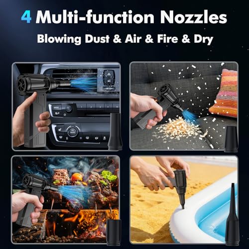 IVJ 180000RPM Cordless Electric Compressed Air Duster | 4 Gear Adjustable Mini Air Duster with LED Light, Dust Blower for Computer, Keyboard, House, Outdoor and Car