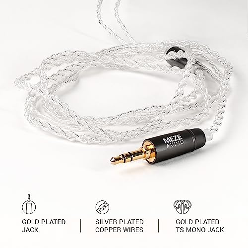 MEZE AUDIO | Rai Series MMCX | Headphones HiFi Cable Replacement 3.5mm Male to Dual MMCX Connector Plug | Silver Plated Upgrade 3.5mm Jack | Cable Length 1.2m/3.9ft - size: 3.5 mm ( Standard )