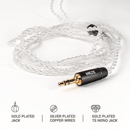 MEZE AUDIO | Rai Series MMCX | Headphones HiFi Cable Replacement 3.5mm Male to Dual MMCX Connector Plug | Silver Plated Upgrade 3.5mm Jack | Cable Length 1.2m/3.9ft - size: 3.5 mm ( Standard )