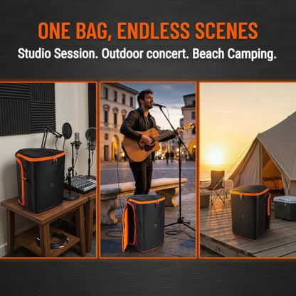 Protective Cover for EON ONE Compact Speaker Double-Layer Shield, Scratch-Resistant, Dust proof Shell, Breathable Mesh Sleeve, Custom Fit Speaker Jacket w/Storage Pocket (Nylon Cover)