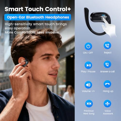 Transformers Open Ear Wireless Headphones Bluetooth 5.4 for Running & Workouts, Over The Ear Earbuds with IPX5 Waterproof Ear Hooks, Surround Sound, LED Display & Lanyard (Black - Optimus Primal) - color: Black