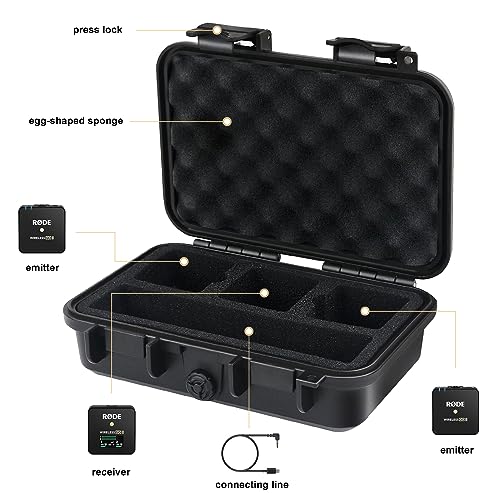 Liyirui Wireless Lavalier Mic Case for Wireless GO II Dual Channel | Wireless Lavalier Microphone Storage Case,with Foam,Compact Digital Wireless Microphone,Waterproof Safety Box