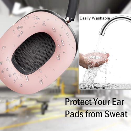 SOULWIT Sweat Ear Cover for AirPods Max - Pink | Sweat Proof Silicone Cover for Gym Exercise, Easy to Clean, No Sound Quality Loss - color: Pink