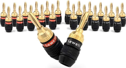 Sewell SW-29863-12 Deadbolt Banana Plugs 12-Pairs by, Gold Plated Speaker Plugs, Quick Connect | Quick Connect, Tool-Free, SW-29863-12 - size: 12 Pairs, style: Deadbolt Banana Plugs