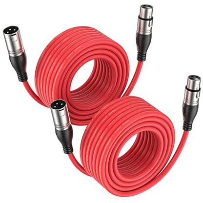 EBXYA XLR Cable 25ft 2 Packs Microphone Cable with 3-Pin XLR Male to Female | Balanced, Professional Shielded, for Mic, Mixer, Speaker Systems, Radio Station and Podcast, Red - color: Red, size: 25 Feet-2 Pack