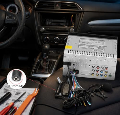 Car Microphone 3.5mm, Car Stereo Radio Mic Replacement Compatible with Pioneer Kenwood Boss JVC Sony Jensen Alpine, Stereo Vehicle Head Unit Enabled Audio GPS DVD-Car External Mic Replacement
