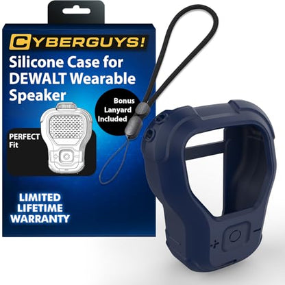 CYBERGUYS 2-Pack Silicone Case for DEWALT Speaker, Navy & Black | Shockproof Non-Slip Protective Sleeve with Lanyards, Lightweight Easy-to-Install Design for DEWALT Wearable Bluetooth Speaker